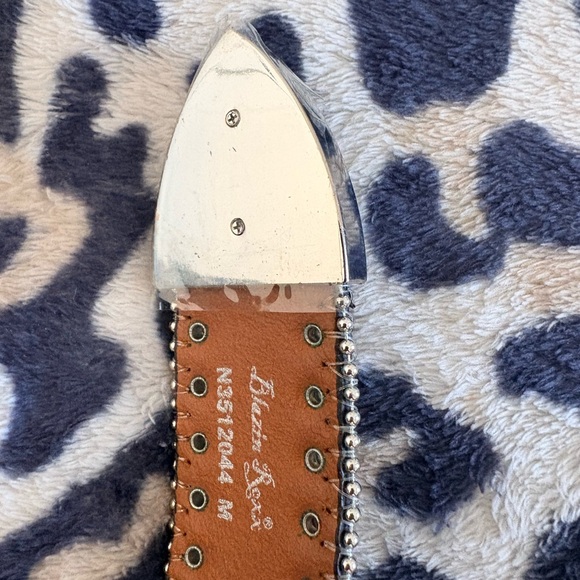 Blazin Roxx Tan Leather Belt with Silver Accents - Picture 4 of 6